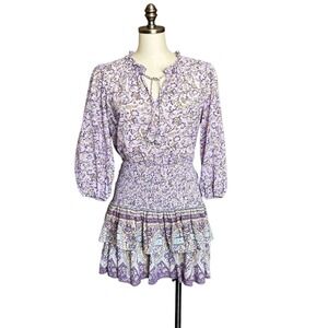 Shoshanna Purple Ruched Tiered Sundress